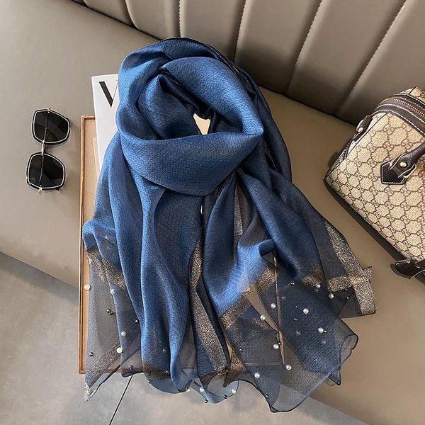 Luksusowy BłYszcząCy Diamentowy Szalik Jedwabny HidżAb Damski MięKkie WełNiane Szale I Chusty DużE Cienkie Szale Foulard Damski Bufanda 75X190Cm-image