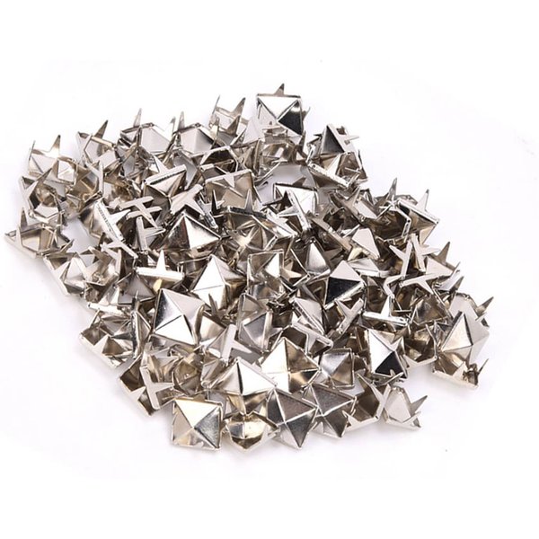 100 Remaches Cuadrados De Cobre Y LatóN De 9 Mm Para Ropa, Zapatos, Bolsos, Accesorios Para DecoracióN De Cuero, Color Plateado Plata-image
