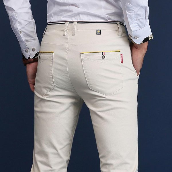 Nowe MęSkie Elastyczne Uniwersalne Spodnie Casualowe, MęSkie Biznesowe Spodnie Slim Fit Z Prostymi Nogawkami Z BawełNy 32-image
