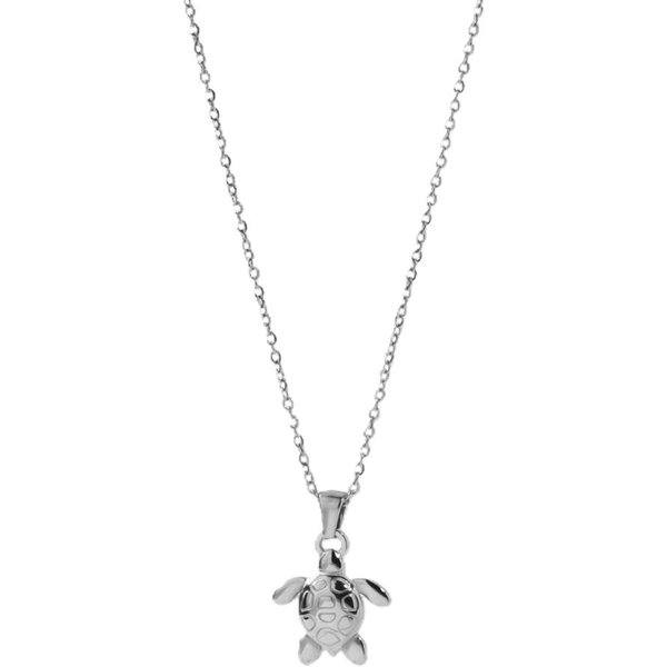Collar Punk De Tortuga Collares Para Mujeres Acero Inoxidable Colgante De Tortuga Collar Fiesta Boda Navidad JoyeríA De Animales Regalo 45Cm White-image