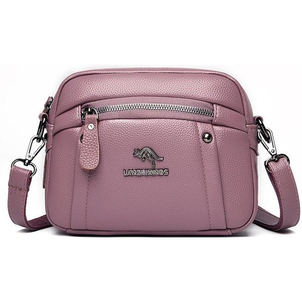 Bolsos Nuevos Para Mujer Bolsos Redondos PequeñOs, Estilo Coreano Moda Bolsos Cruzados Cuero Suave Bolsos Para Madres De Mediana Edad Moderno Gray-image
