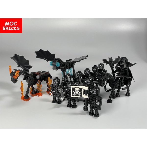 Ladrillos MOC Hazlo TÚ Mismo Mensajero Oscuro Grupo De Magos Calavera Esqueleto Caballo Thestrals Accesorios Bloques De ConstruccióN Ensamblados NiñOs NiñOs-image