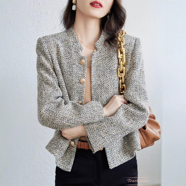 Chaqueta Corta Con Fragancia PequeñA Para Primavera Y OtoñO, Nueva Para Mujer, Temperamento PequeñO, Top De Primavera XL Gray-image