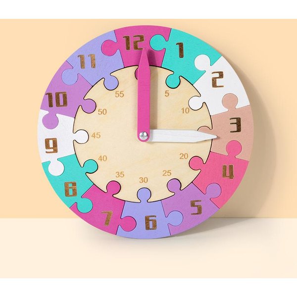 Reloj Montessori Para NiñOs Reloj De Madera Para Aprender La Hora Rompecabezas Para NiñOs EducacióN Temprana Hora Minuto CognicióN Materiales DidáCticos-image