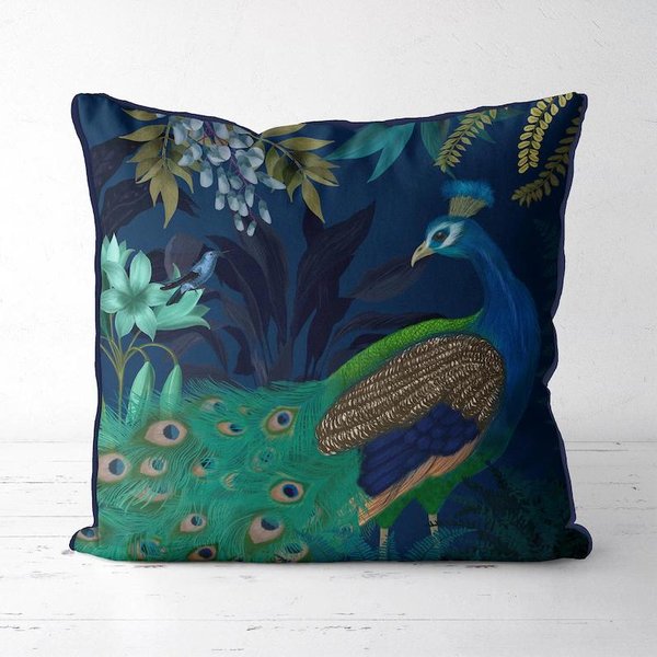 Funda De CojíN Vikama Pavo Real Estampado Floral Selva Tropical Sala De Estar Sofá Funda De Almohada Suave Coche Dormitorio DecoracióN Del Hogar 50X50Cm-image