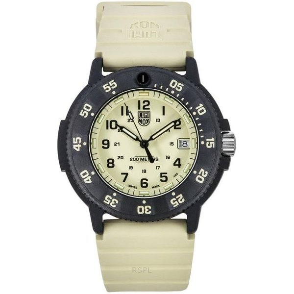 Luminox Reloj De Buceo De Cuarzo XS.3010.EVO.S 200M Para Hombre Con Correa De Caucho Y Esfera Beige De Navy Seal EVO Beige-image