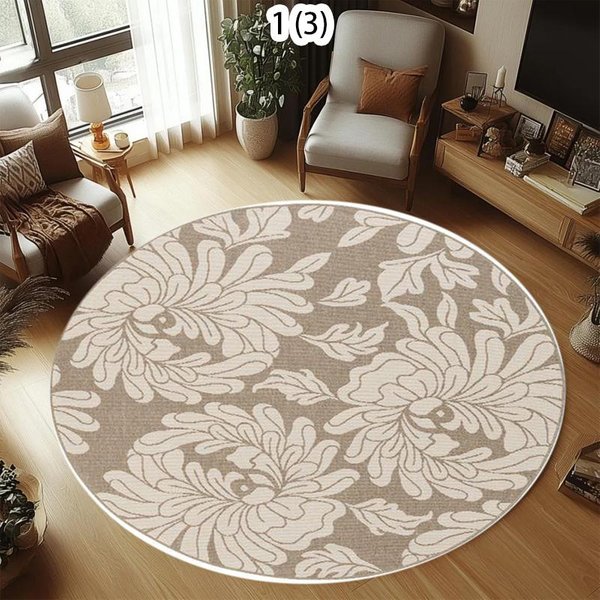 Minimalistyczny OkrąGłY Dywan Kwiatowy Nordycki Nowoczesny WystróJ Domu Salon Sypialnia Mata PodłOgowa MięKki AntypośLizgowy OkrąGłY Dywanik 80X80Cm-image