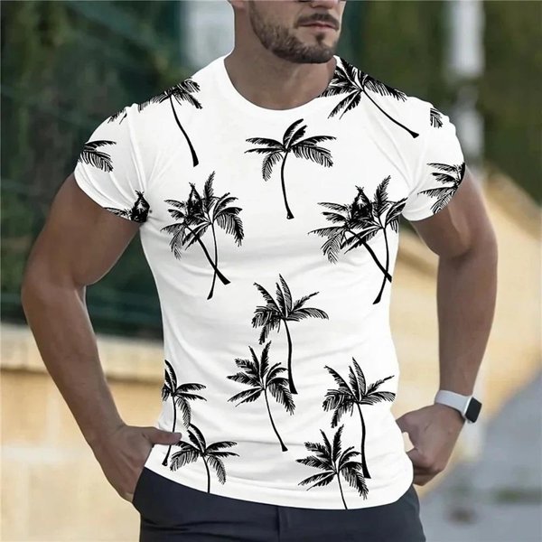 Camisetas Estampadas 3D De Palmera De Coco Para Verano Ropa Streetwear Tops De Manga Corta Con Cuello Redondo Camiseta Oversize Camiseta Hawaiana Para Hombre 6XL-image