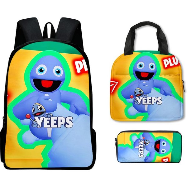 CláSico Popular Divertido Yeeps Escondite 3D Impreso 3Uds/Set Alumno Mochilas Escolares Mochila De DíA Para PortáTil Mochila Bolsa De Almuerzo Estuche-image
