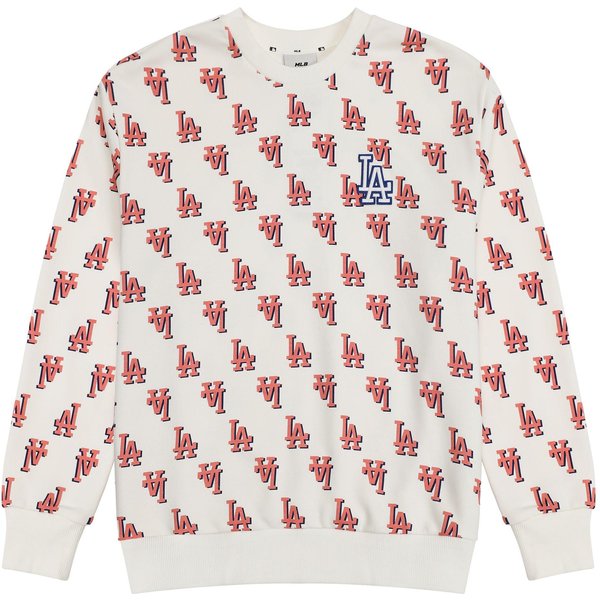 MLB Los Angeles Dodgers Vintage Kwiatowy Nadruk Graffiti OkrąGłY Dekolt LuźNa Codzienna Bluza Unisex Bluza Kremowa 3AMTM0231-07CRS S-image