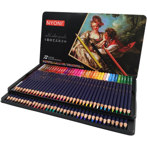 Juego De LáPices De Acuarela Profesionales Nyoni 12/24/36/48/72/100 LáPices De Colores Color Soluble En Agua 72 Colors-image