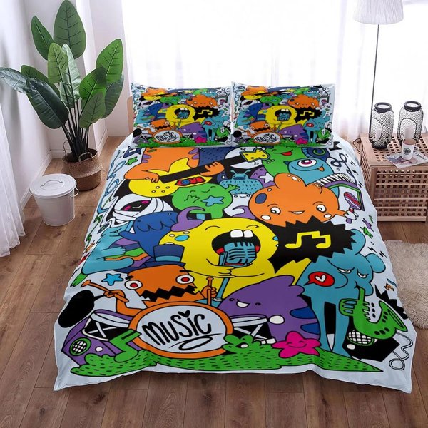 OdważNy MałY Toster Zestaw Poszwy Na KołDrę King Queen Double Full Twin Pojedynczy Rozmiar Zestaw PośCieli 135X200Cm Black-image