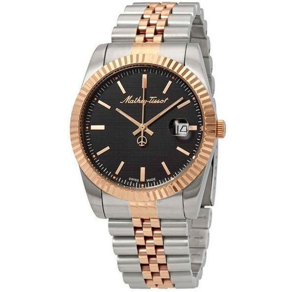 Reloj Para Hombre Mathey-Tissot Mathy III De Dos Tonos De Acero Inoxidable Con Esfera Negra Y Cuarzo H810RN Negro-image