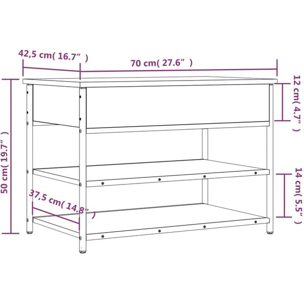 ŁAwka Na Buty DąB WęDzony 70 X 42,5 X 50 Cm Materiał Na Bazie Drewna-image