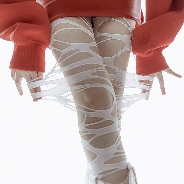 Medias Punk GóTicas Con Agujeros Rotos Lolita Jk Para Mujer Calcetines De Pesca Sexy Oscuros Y2K Encaje Rasgado Medias Altas Ropa Interior Negra Medias One Size Beige-image
