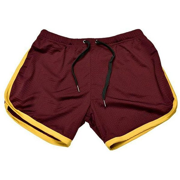 Pantalones Cortos De Secado RáPido Para Hombres Pantalones Cortos Rectos De Malla Pantalones Cortos Deportivos De Playa Para Fitness M Amarillo/Rojo-image