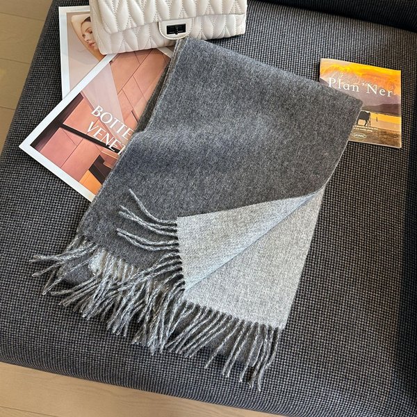 Zimowy WełNiany Szalik Damski Luksusowy Dwustronny Kaszmirowy Szalik Pogrubiony CiepłY Szal Klasyczny Szalik Z FręDzlami GłAdki MięKki Szal 30X185Cm Gray-image