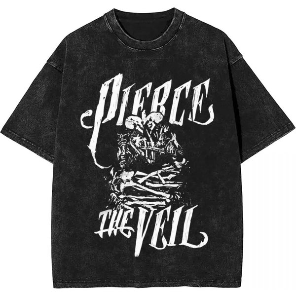 Camiseta Lavada Tour 2026 Pierce The Veil Streetwear Camiseta Vintage Camisetas De Banda De Rock Para Hombres Mujeres Manga Corta Harajuku Estampada M Black-image