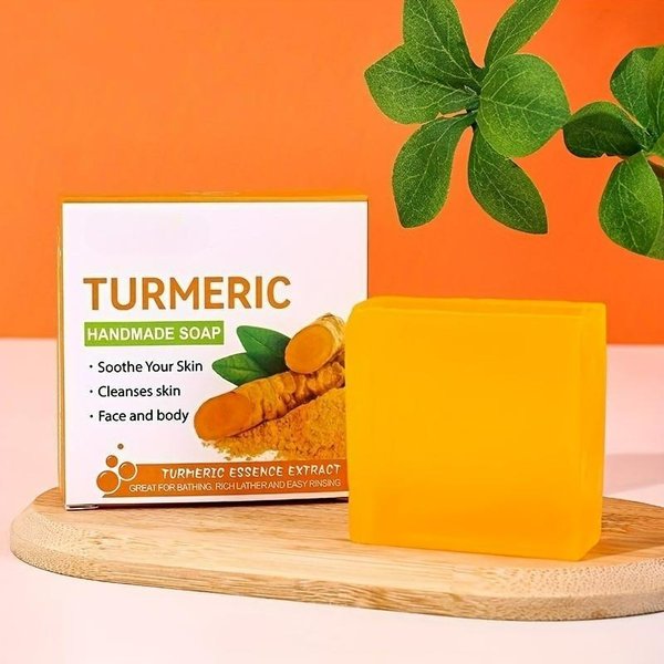 JabóN De Aceite Esencial De CúRcuma Y Jengibre Natural, Barra Limpiadora Hidratante Artesanal Para Todo Tipo De Piel, 80 G 80G White-image
