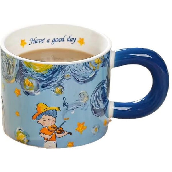 Kreatywny Wysokiej WartośCi Kubek Niszowy Ceramiczny Kubek Lekki Luksusowy Kubek Do Kawy Kubek Wodny Dla Pary PamiąTka Kubek Domowy 301-400Ml-image
