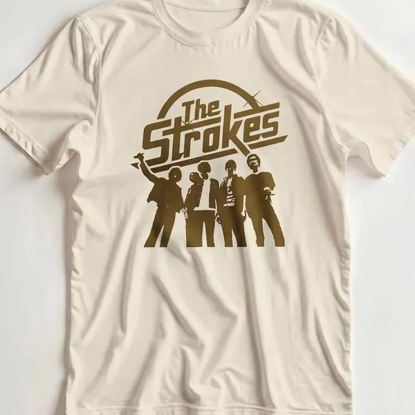 Camiseta Con Logo Retro De The Strokes Banda De Rock Indie Estampado GráFico Vintage AlgodóN Casual Manga Corta Unisex Camiseta Streetwear S Brown-image