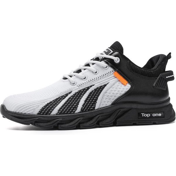 Zapatillas De Hombre Verano Nuevas Zapatillas De Correr Moda Tejido Volador Transpirables Zapatos De Moda Zapatos De Hombre 44 White-image