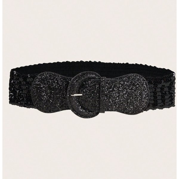 Estilo Europeo Y Americano CinturóN De Mujer Decorativo Para Abrigo Con Vestido, Cintura De CinturóN Traje EláStico EláStico Sello De Cintura EláStico Cadena Ancha Black Black-image