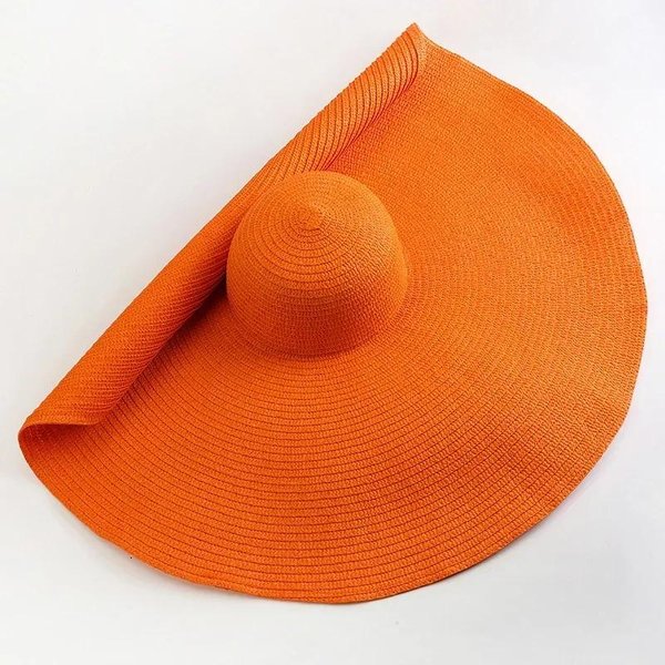 Sombrero De Sol Oversized Ancho 70Cm Viaje Grande ProteccióN UV Playa Sombreros De Paja Verano Mujer Ala Ancha Plegable Chapeaux 54-57Cm-image