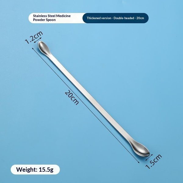 Cuchara CucharóN Medicinal De Acero Inoxidable Doble Extremo Uso En Experimentos De Laboratorio De Farmacia EspáTula Para Muestras De Reactivos Cuchara De Pesaje 20Cm Double Head-image