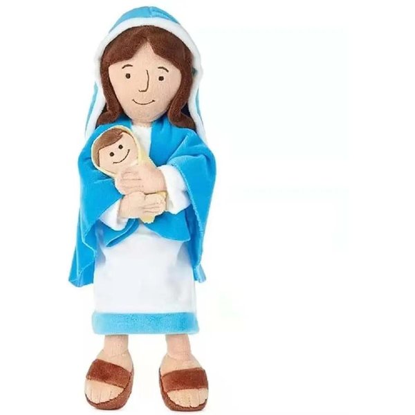 Klasyczna ChrześCijańSka Religijna Pluszowa Zabawka Jezus Zbawiciel Jezus Wypchana Figurka Dziewica Maryja Wypchana Lalka Z UśMiechem MięKka Dekoracja Pokoju-image