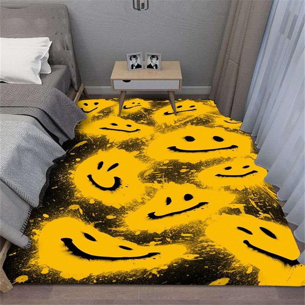 Dywan Z UśMiechnięTą Twarzą, KreskóWka, Salon, Sypialnia, Kuchnia, Sofa, Stół, Balkon, Dywanik AntypośLizgowy, Zmywalna Mata, Dom, Wykwintne INS 50X80CM-image