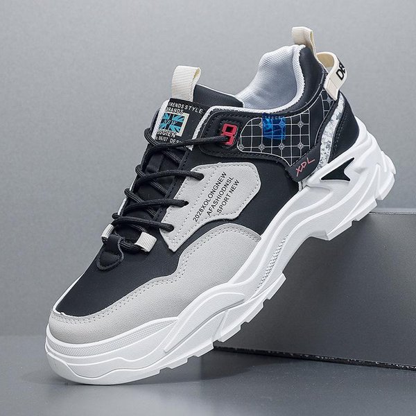 Nuevos Zapatos De Hombre Para Primavera Zapatos Casuales De Moda Zapatos Deportivos Para Hombre VersáTiles De Moda Cuero Suela Gruesa Zapatos Individuales 44 Negro-image