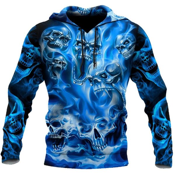 Wiosna Jesień Moda MęSka Casual Bluza Z Kapturem 3D Czaszka Nadruk MężCzyźNi Horror Swetry Bluzy Streetwear Dres Oversized Tops 3XL-image