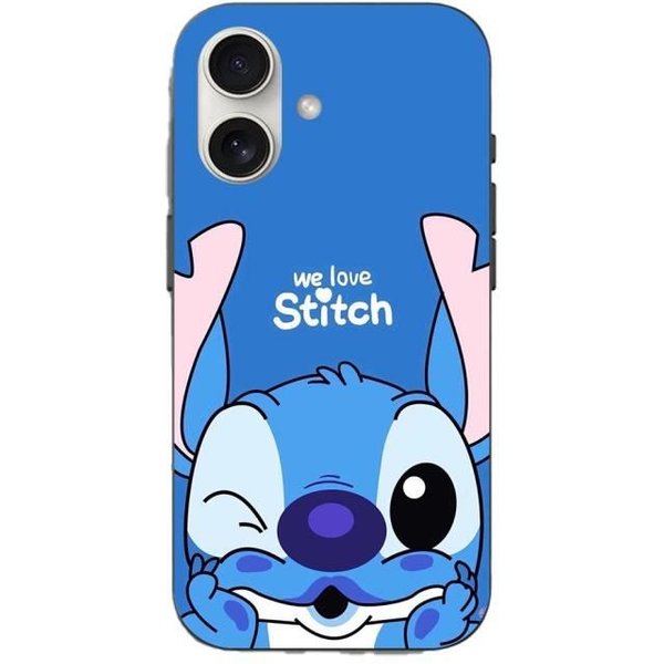 Coque Iphone 16 Stitch Cute Ohana Stitch Bleu Front Bleu Azul-image