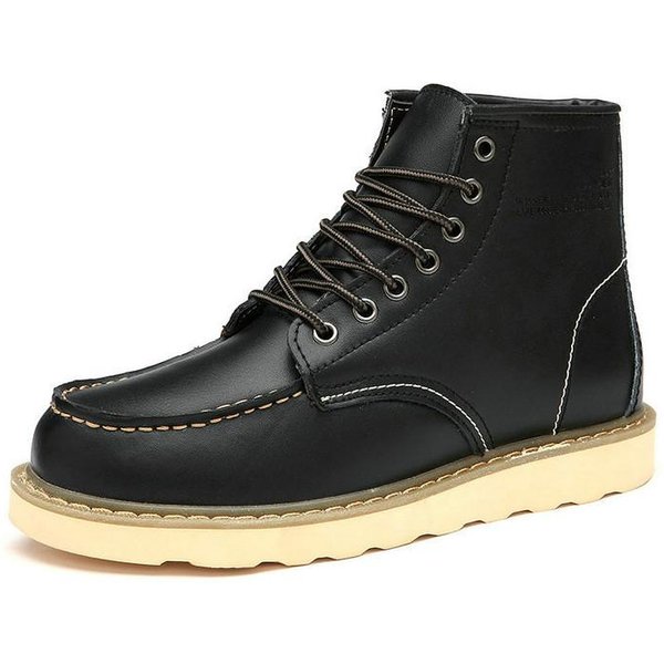 Botas Martin Para Hombre Casual BritáNico De Moda Zapatos De CañA Alta Cuero Genuino Pareja Botas De Trabajo Zapatos De Cuero De Punta Grande 46-image