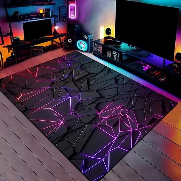 Vikama Dywanik Gamingowy 3D SześCiokąTny AntypośLizgowy Dywanik Esports Do Sypialni Salonu Nowoczesna Dekoracja Geometryczny Dywanik PodłOgowy 50X80CM-image