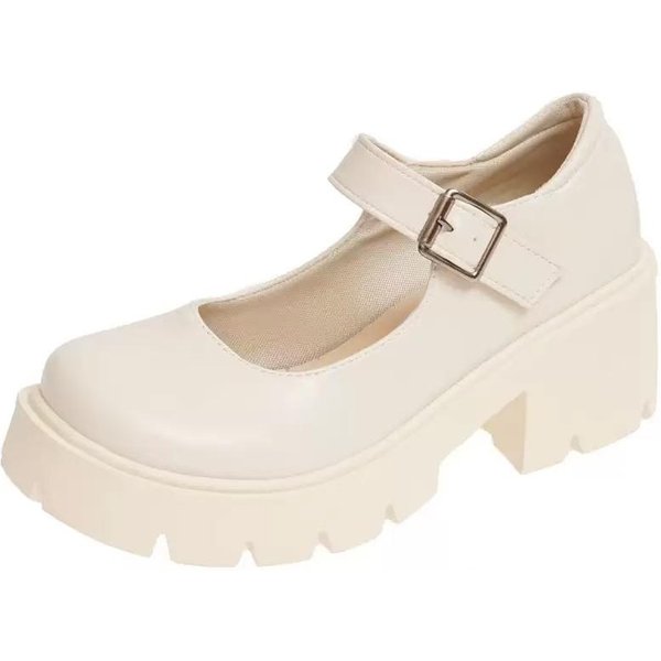 Buty Na Platformie Dla Kobiet Buty Mary Jane ZwięZłE Lolita Czarne Buty Na Obcasie Studentka College SłOdkie Buty Na śRednim Obcasie Damskie Buty 34 Gray-image
