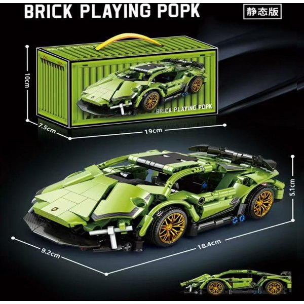 Klocki Techniczne SamochóD WyśCigowy Sport PręDkość Pojazd Model Miasto Mechaniczne Super Klocki Puzzle Zabawki Prezent Dla DorosłYch Zielony-image