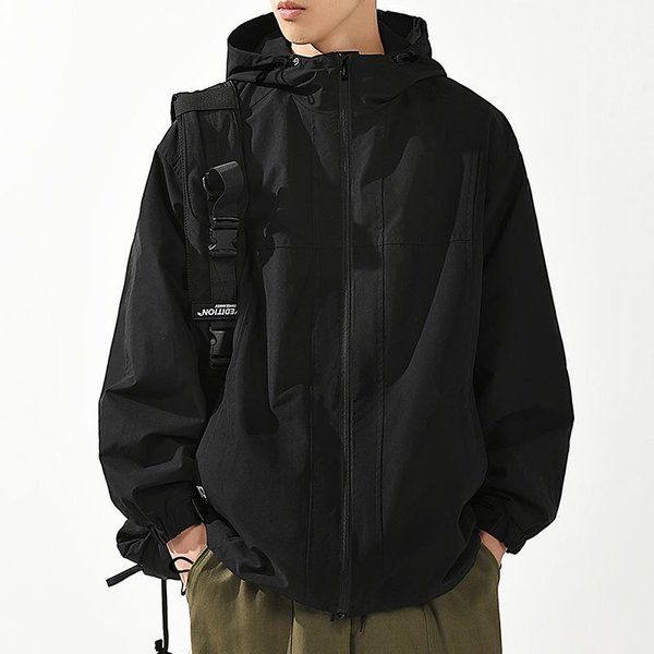 Chaqueta Con Capucha De Estilo Hong Kong Nueva De Primavera Para Hombre, Holgada, Tendencia, Deportes Al Aire Libre, Cortavientos, Chaqueta De Herramientas Para Hombre 3XL Black-image