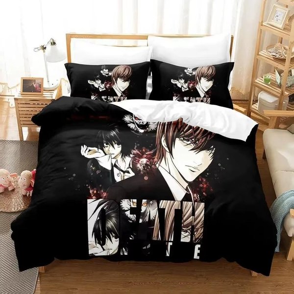 Nowa Kolekcja PośCieli Death Note Rozmiar Pojedynczy Twin PełNy Queen King Rozmiar ŁóżKa Kolekcja Sypialnia DorosłEgo Dziecka Poszewka Na KołDrę Kolekcje Anime 3D Z PośCielą EU Single 135X200Cm-image