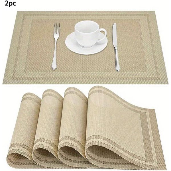 Juego De 4 Piezas, Mantel Individual Resistente Al Calor, Mantel Individual De PVC Lavable, Mantel Individual De Vinilo Tejido Para Mesa, Mantel Individual Antideslizante Y Antiincrustante 2Pcs-image