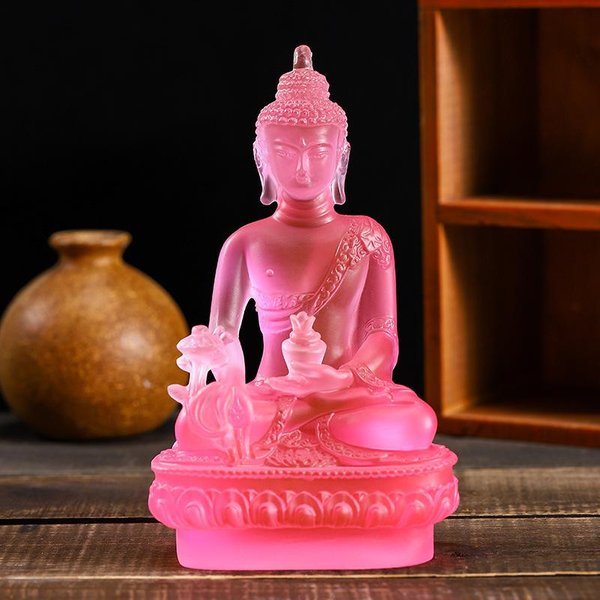 RzemiosłO żYwiczne Dekoracja Domu Statua Buddy RzeźBa Buddyjska Tajlandia RzeźBa Buddy Dekoracja Zen Ozdoby Dekoracja Samochodu 8X5X13Cm Pink-image