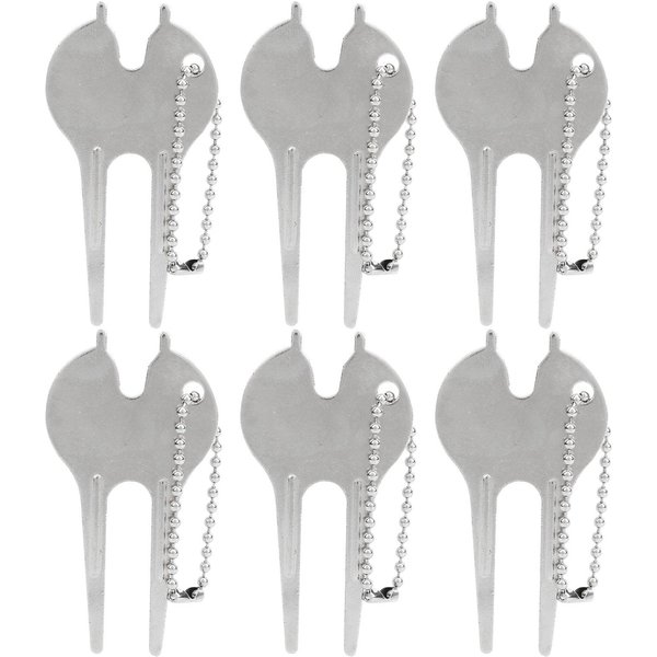 6 Piezas Herramienta Para Divots De Golf Verde PortáTil AleacióN De Zinc Horquilla Para Reparar CéSped Accesorio Marcador De Bola-image