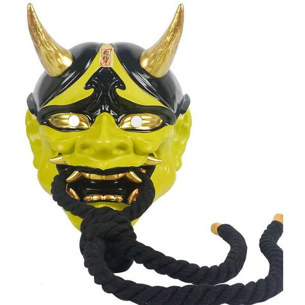 Samurajska Maska Ducha JapońSki Horror Demon Noszona Maska Na Halloween Cosplay Karnawał Impreza Terror Demon Maska Prajna Yellow-image