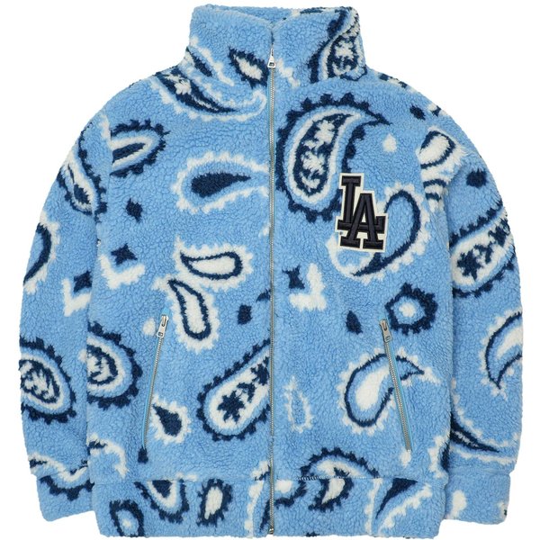 MLB Los Angeles Dodgers Flor De Anacardo Cortavientos CáLido Holgado Chaqueta De Felpa Chaqueta Unisex Azul Claro 3AFDI0126-07BLL L Gray-image