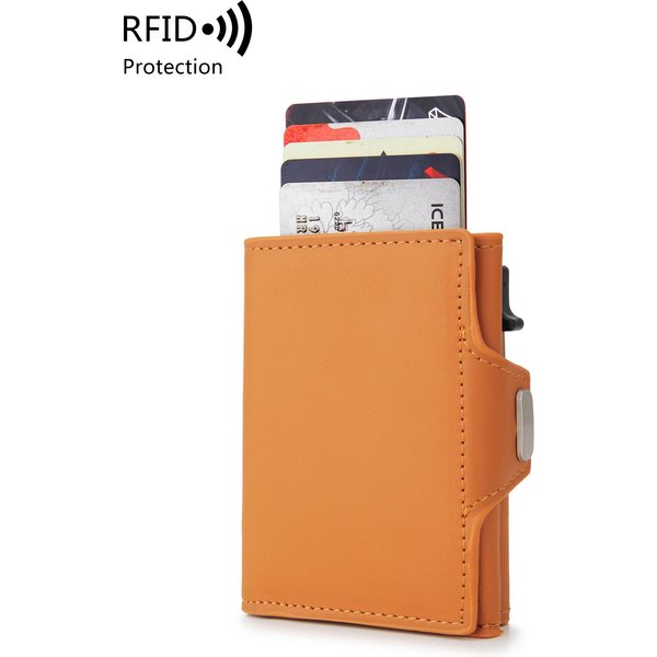 Portfel MęSki Rfid Etui Na Karty Kredytowe SkóRzany Portfelik Mini Automatycznie Wysuwany Wielofunkcyjny Etui Na Karty Bankowe-image