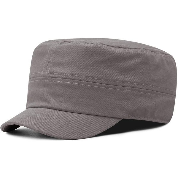 Gorra Militar Cerrada De Ala Plana Talla Grande Para Exteriores De AlgodóN Para Mantener El Calor Gorra De BéIsbol Unisex Visera Corta Gorra De Camionero Estudiante 54-56Cm Gray-image