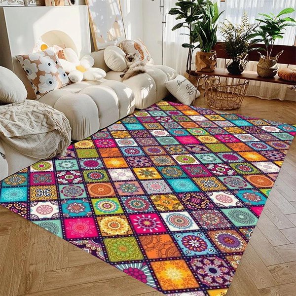 Alfombra Bohemia Mandala Para Sala De Estar Dormitorio Sofá Alfombra Antideslizante Felpudos De BañO Entrada De Cocina Felpudo DecoracióN Del Hogar 50X80CM-image
