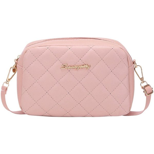 Haftowana MałA Kwadratowa Torba Crossbody Dla Kobiet Modna SkóRzana PU Torba Na Ramię RóżOwy-image