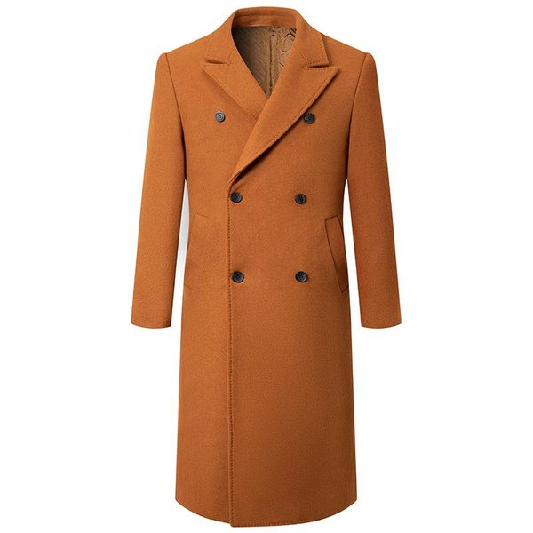 Jesień/Zima Bardzo DłUgi WełNiany PłAszcz Moda MęSka Za Kolano WełNiany PłAszcz DwurzęDowy WełNiany PłAszcz M Brown-image